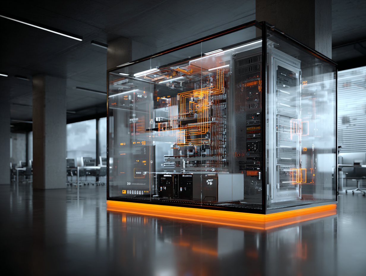 Server in a shield representing private AI