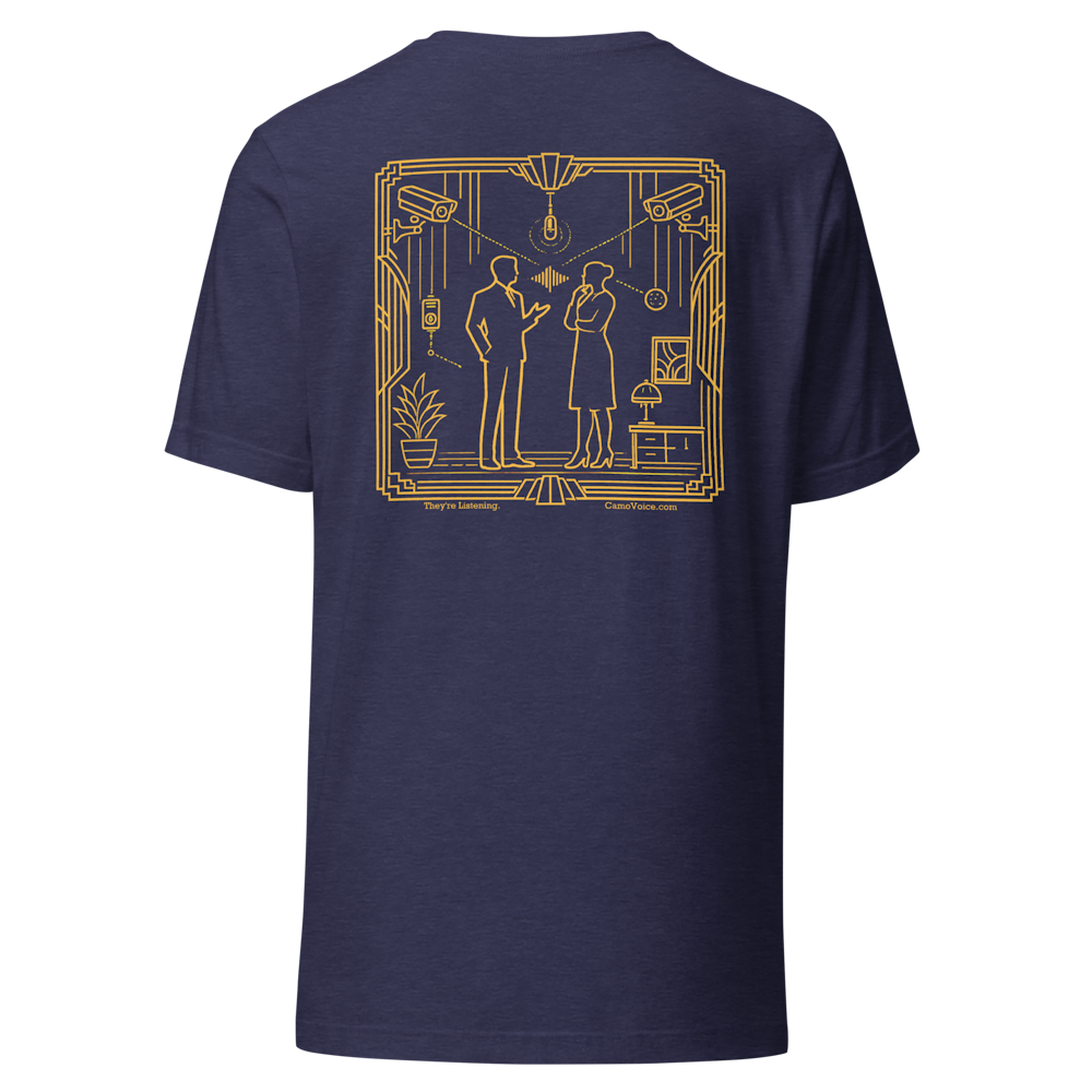 Back of the heather midnight navy DecoVoice Short Sleeve