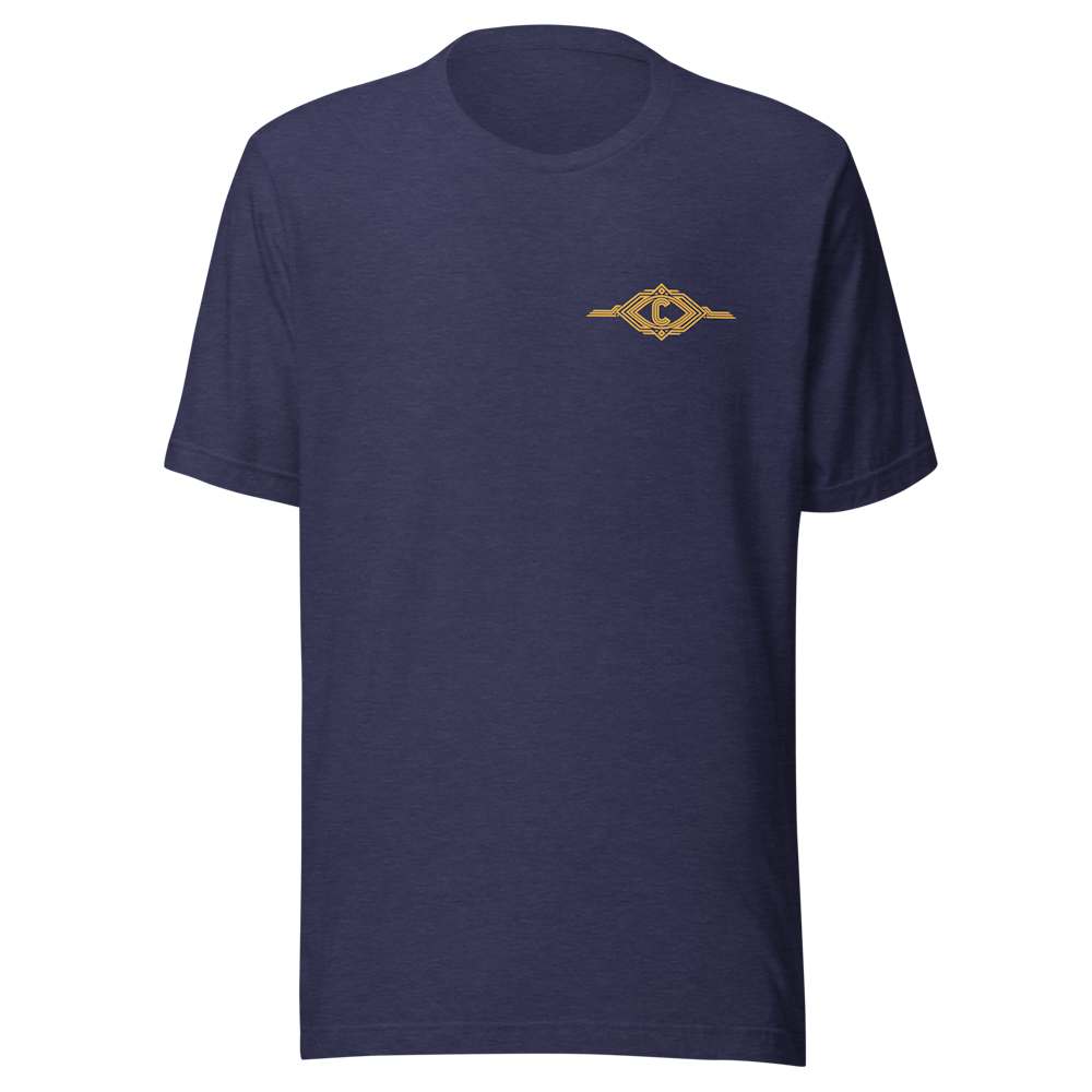 Front of the heather midnight navy DecoVoice Short Sleeve