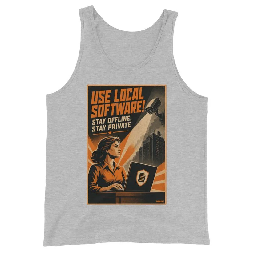 Grey PSA Tank with local software poster design