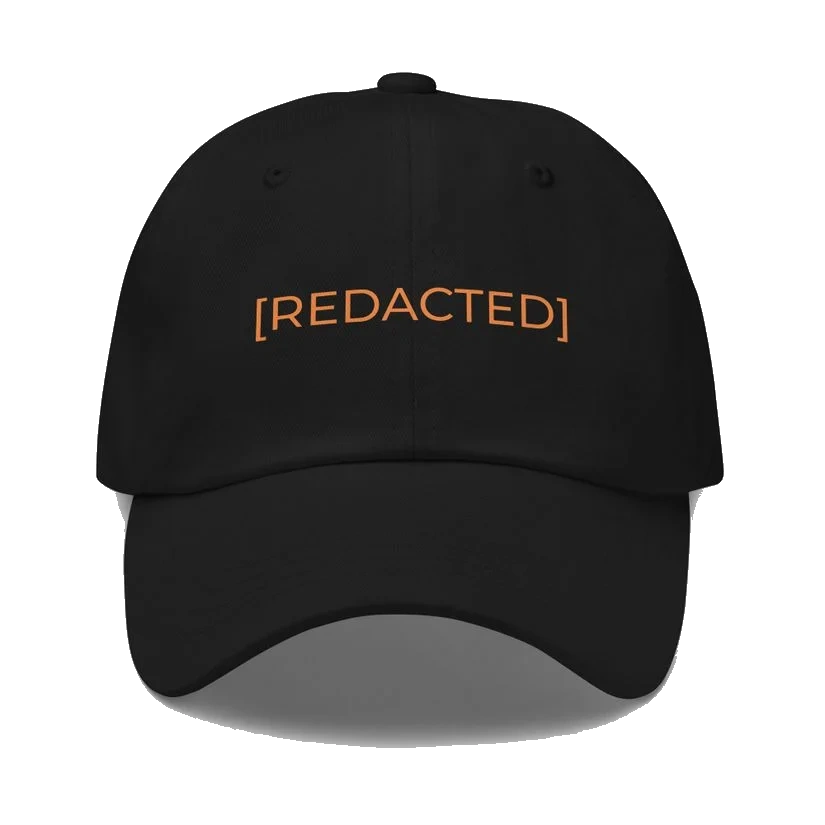 Black RedactedHat embroidered in orange